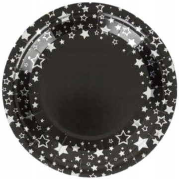 Papīra šķīvji 18 cm, vienreizlietojami, melni, 15 