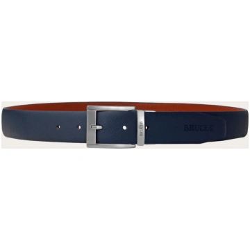 Reversible navy blue and leather belt Brucle