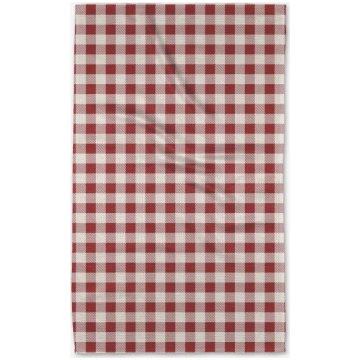 Geometry Christmas Gingham Red Tea Towel
