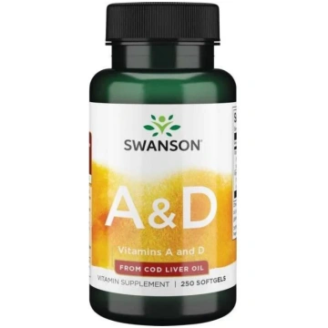 SWANSON A un D vitamīns 5000/400 (250 kapsulas)