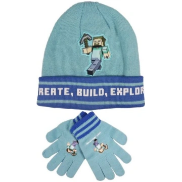 Minecraft cepures un cimdu komplekts, zils