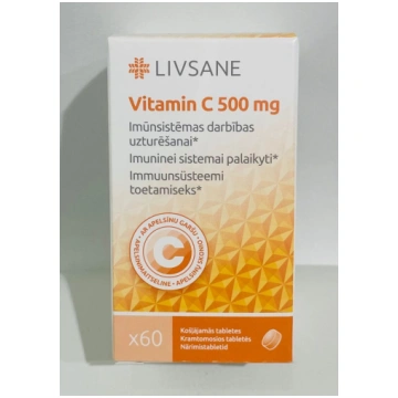 LIVSANE C vitamīns 500mg košļājamās tabletes N60