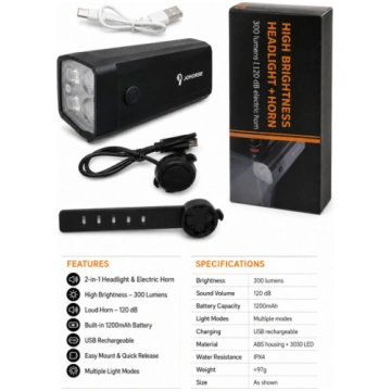 iLike Rechargeable Bicycle Headlight with 120dB El