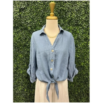 Rhea Blue Tie Front Top JUBILEE