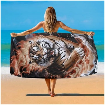 Tiger Surrounded by Flames, pludmales dvielis XXL 