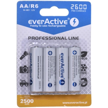 Uzlādējamās baterijas Everactive, AA, 2600 mAh, 4 