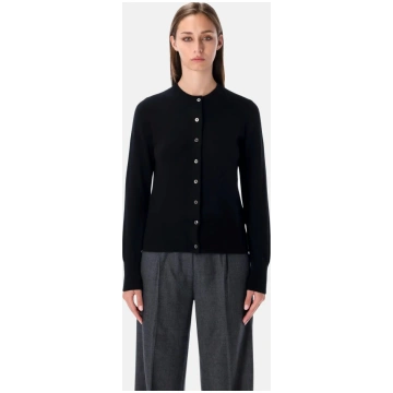 Rhea Black Wool Cashmere Cropped Cardigan Spazio P