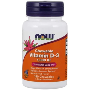 NOW FOODS D3 vitamīns 1000 SV košļājamās tabletes 