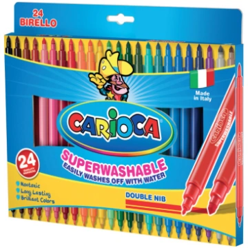 Flomasteri CARIOCA Birello divpusējie, 24 krāsas