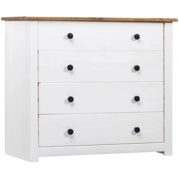 Skapis, balts, 80x40x73 cm, priedes koks, Panama s