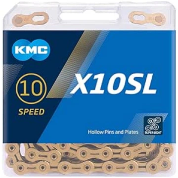 KMC velosipēdu ķēde X10SL Ti-N Gold, 10 ātrumi, 1/