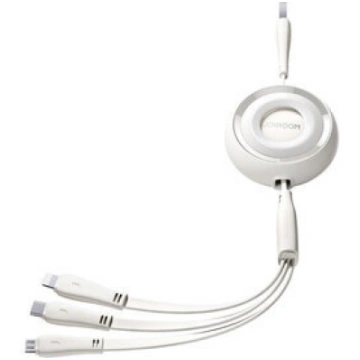 S C / Lightning / microUSB 1 m garš kabelis - balt