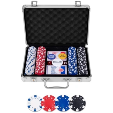 Pokerset in zilveren koffer, met 200 chips (pokera
