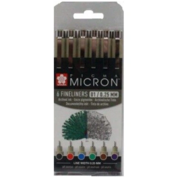 SAKURA Pigma Micron 6 rapidogrāfu komplekts/ 6 krā