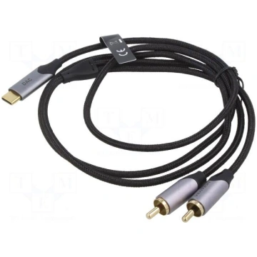 Cable | RCA plug x2,USB C plug | gold-plated | 1m 