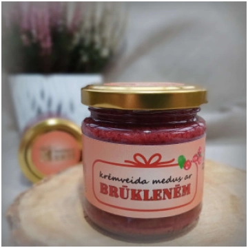Krēmveida medus ar brūklenēm 230g