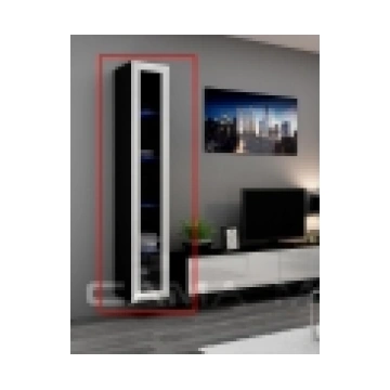 CAMA MEBLE VIGO Sienas vitrīna (melna + balta glan