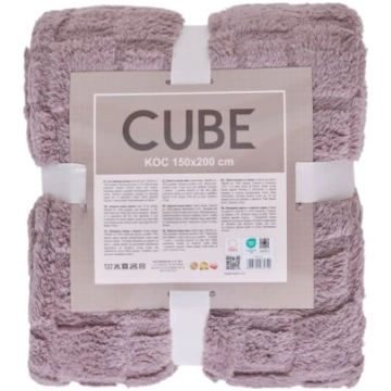 KOC CUBE 150X200 ŻAKARD SHERPA BRUDNY RÓŻ FARO TEK