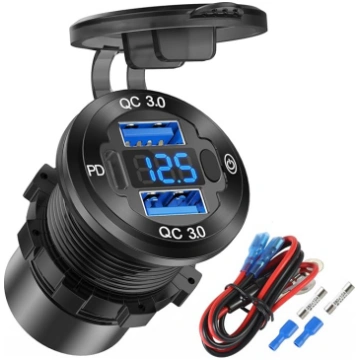 12 V USB kontaktligzda Alumīnija auto lādētājs ar