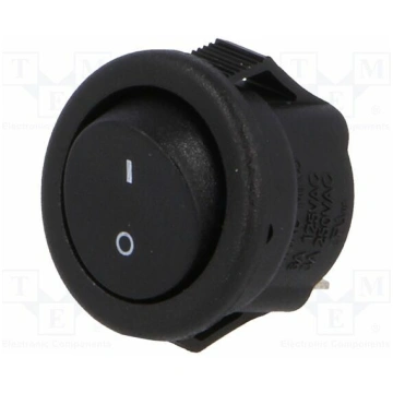 ROCKER; SPST; Pos: 2; ON-OFF; 3A/250VAC; black; 20