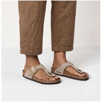Gizeh Big Buckle - leather sandcastle beige Birken