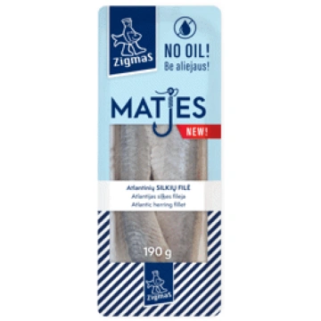 Siļķu filejas Matjes ZIGMAS bez eļļas 190g