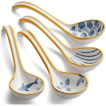 Keramikas zupas karotes 4 porcelāna japāņu zupas k