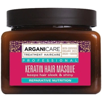 ARGANICARE_Keratīna maska bojātiem matiem Izlīdzin