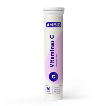 AMBIO vitamīns C 1000 mg (apelsīnu aromāts), 20 šķ
