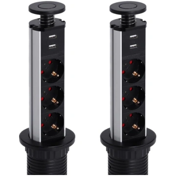 LEUTED Pack of 2 3-Way Retractable Socket Surge, i