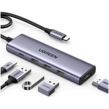 5in1 HUB adapteris USB-C - USB-C PD / HDMI / 3x US