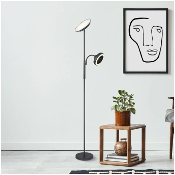 LED stāvlampa Davyd, melna, 178 cm, lasāmgaisma, v
