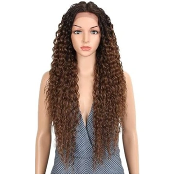Joedir Ombre Brown Lace Front parūka 28 collu garš