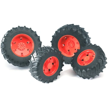 Bruder Twin Tyres with Orange Rims for Tractor Ser