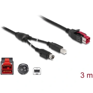 Delock PoweredUSB cable male 24 V > USB Type-B mal