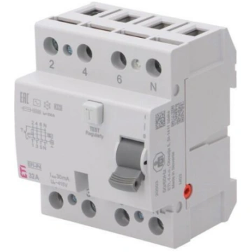 RCD breaker; Inom: 32A; Ires: 30mA; Poles: 4; 400V