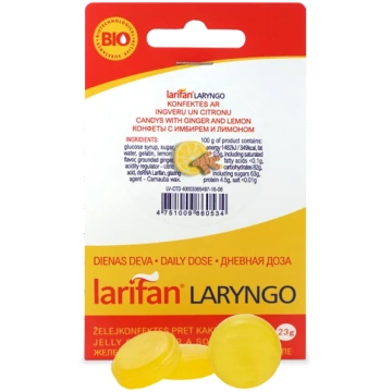LARIFAN Laryngo Ingvers Citrons želejas konfektes,