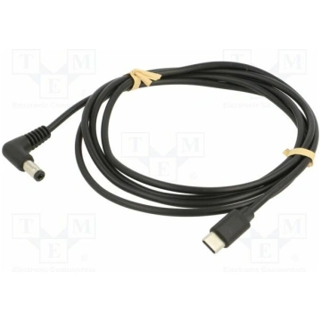 Cable; USB C plug,DC 5,5/2,5 plug; angled; black; 