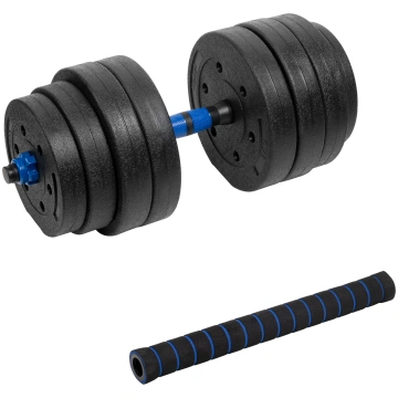 Adjustable bitumen dumbbell with connector 1x20kg,