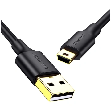 Kabelis 5 -pin apzeltīts USB - mini USB 0,25M meln