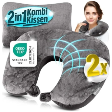 Heimwert Travel Pillow, 2-in-1 Memory Foam kakla s
