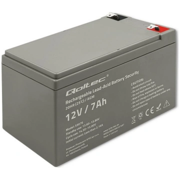Qoltec AGM battery 12V 7Ah, maximum 105A, Securit 