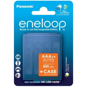 Panasonic - 4 gab. Uzlādējama baterija AAA Eneloop