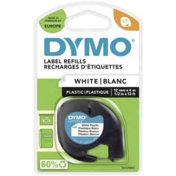 Etiķešu lente LetraTag Plastic 12mmx4m, Dymo