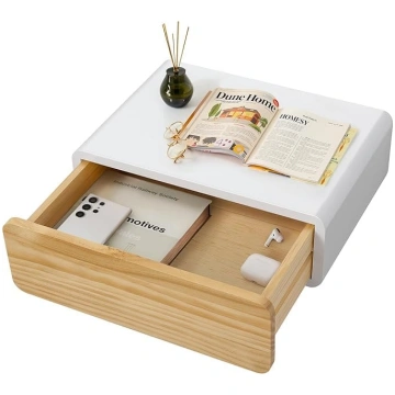 SUMGAR Bedside Table Hanging White Wood with Drawe