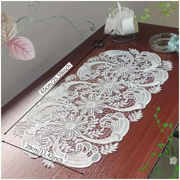 Elegant White Velvet Lace Oval Tablecloth Table Ma