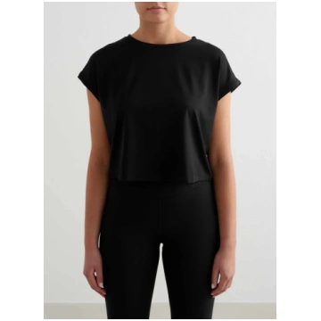 Soft Basic Roll Sleeve Top Black / M