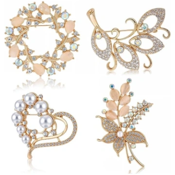 Andibro Pack of 4 Brooches for Women, Crystal Pear