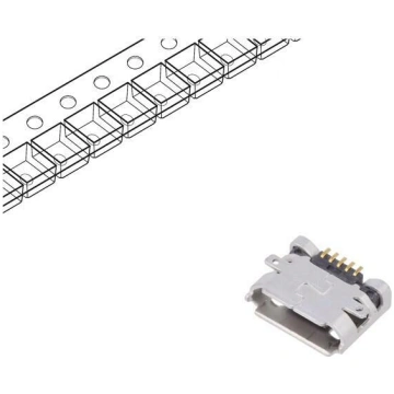 Connector: USB B micro; socket; on PCBs; SMT; PIN: