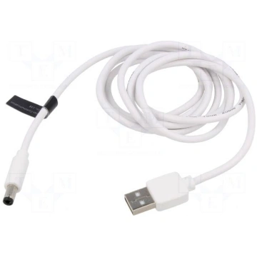 Cable | USB A plug,DC 5,5/2,5 plug | white | 1m | 